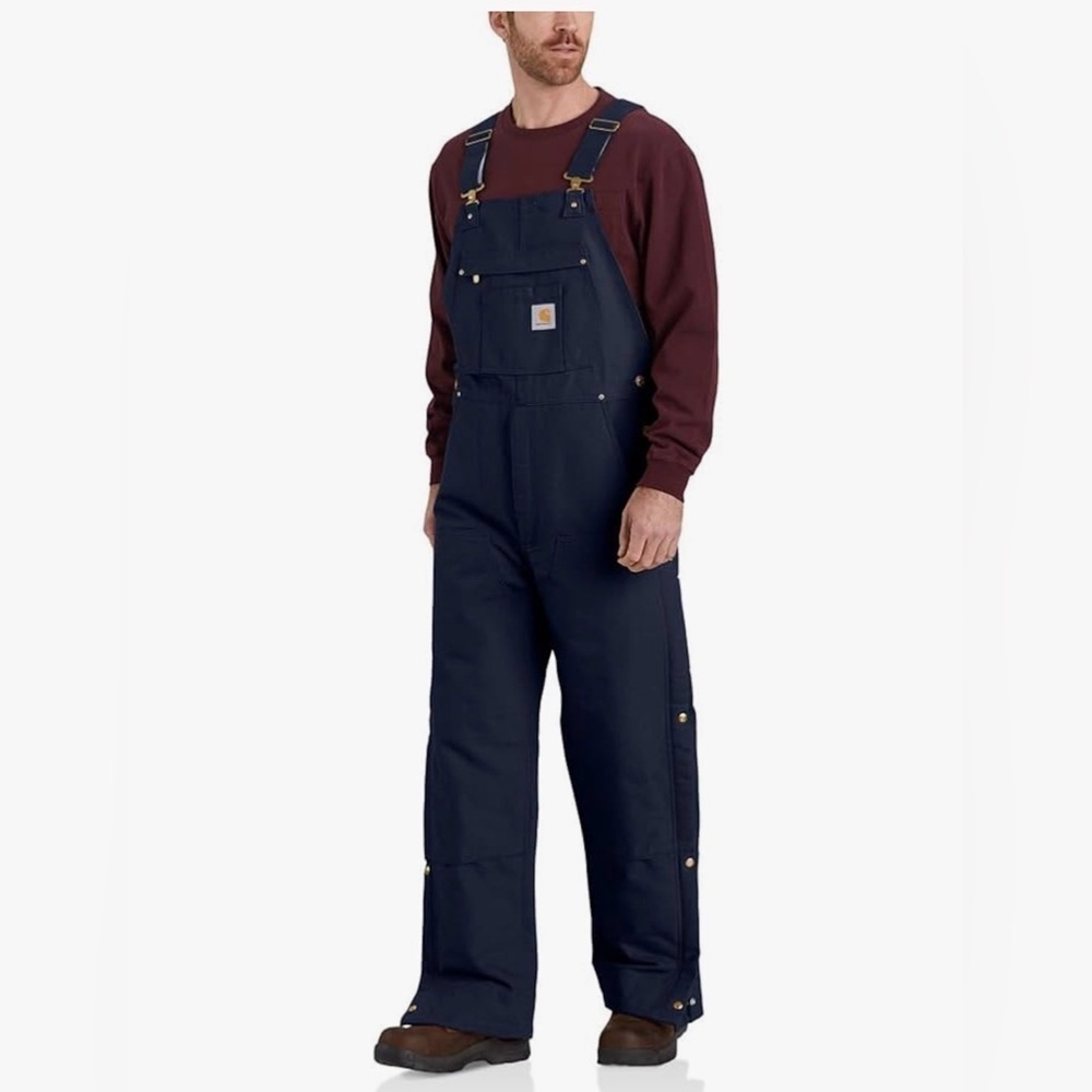 NWT Carhartt Men's Bib Overall Medium Regular Blue Loose Fit Firm Duck Insulated